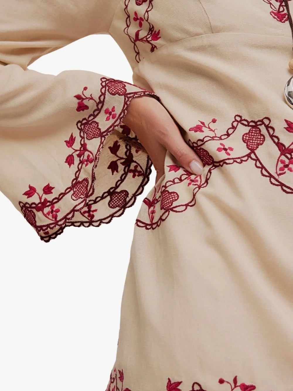 NWT Free People Bali Marlene Floral Embroidered Minidress in ‘Vintage Combo’